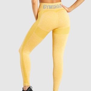 GYMSHARK FLEX HIGH WAISTED LEGGINGS SIZE MEDIUM YELLOW MARL LIGHTLY WORN